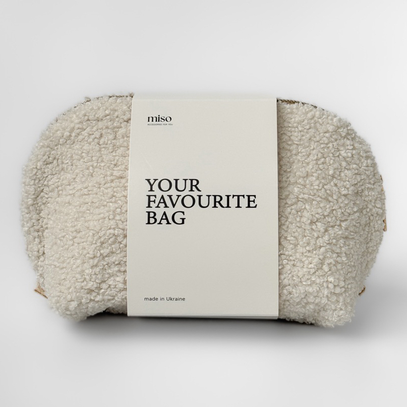 Косметичка  Miso Teddy білого кольору середня трикутна