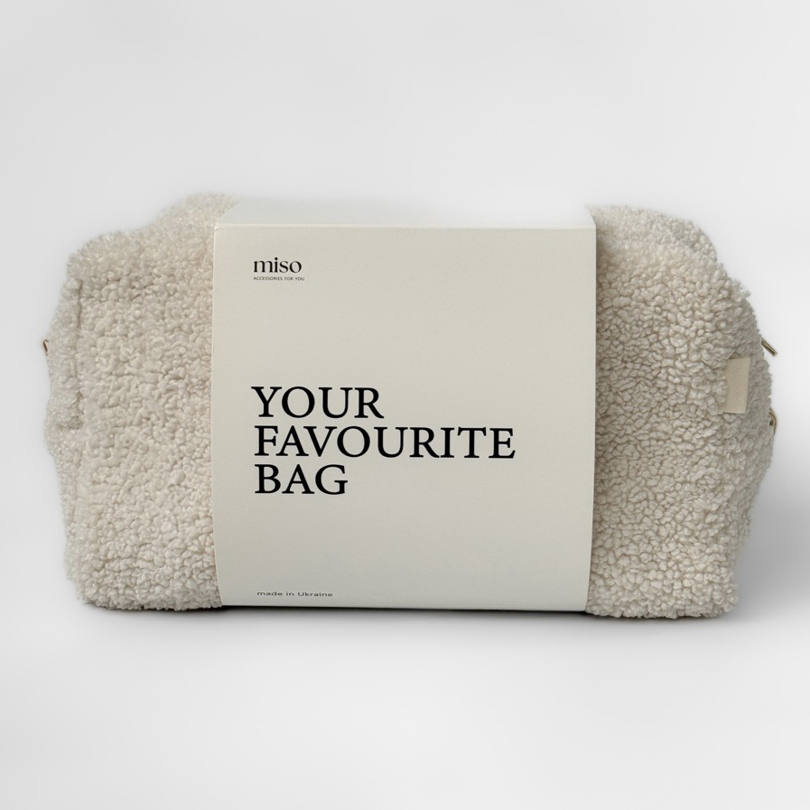Косметичка Miso Teddy білого кольору велика