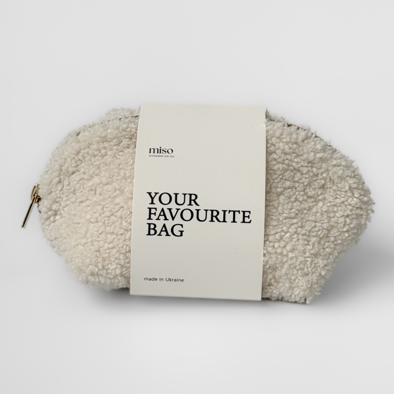 Косметичка Miso Teddy білого кольору трикутна мала