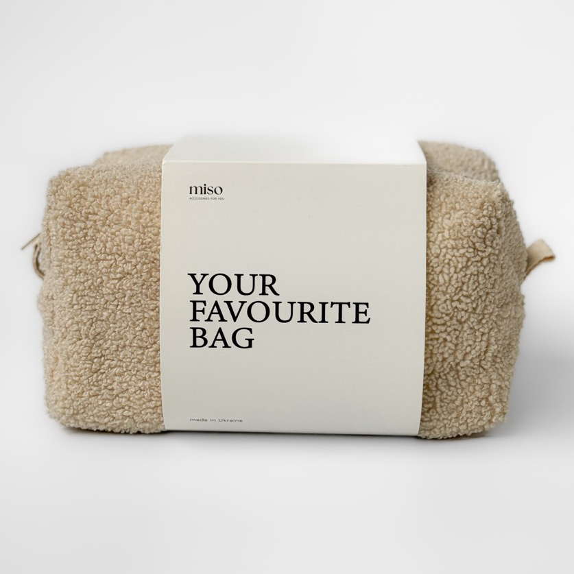 Косметичка Miso Teddy бежевого кольору квадрат велика