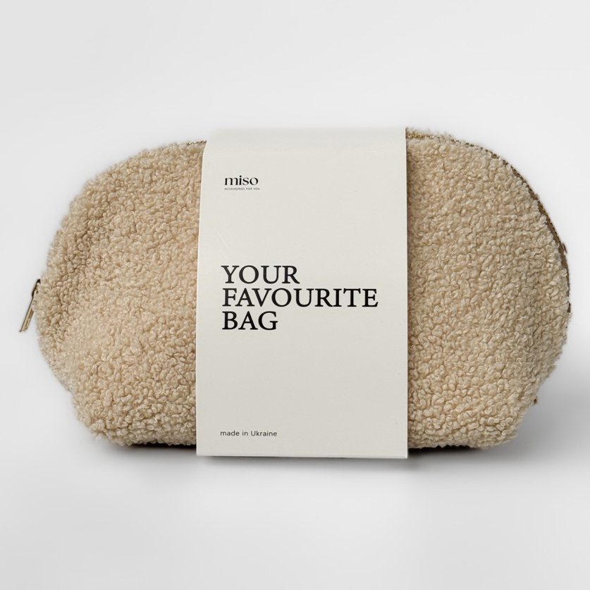 Косметичка Miso Teddy бежевого кольору середня трикутна