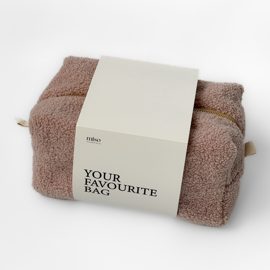 Косметичка Miso Teddy пудрового кольору велика