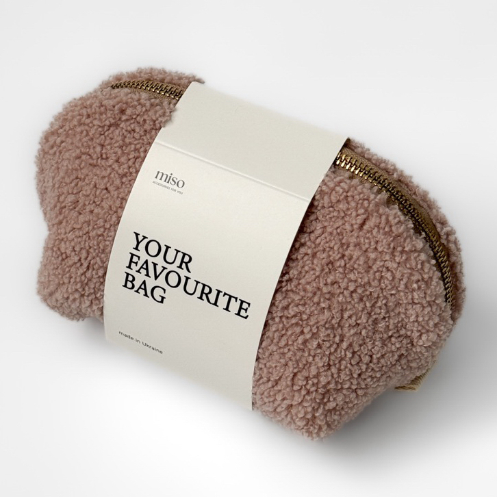 Косметичка Miso Teddy пудрового кольору мала