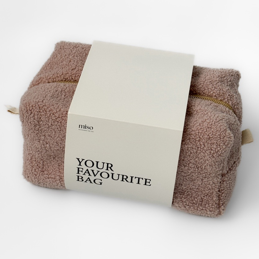 Косметичка Miso Teddy пудрового кольору середня квадрат