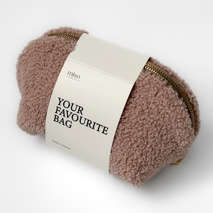 Косметичка Miso Teddy пудрового кольору середня трикутна