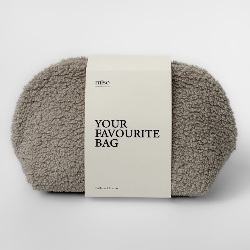 Косметичка Miso Teddy світло сіра-середня трикутна