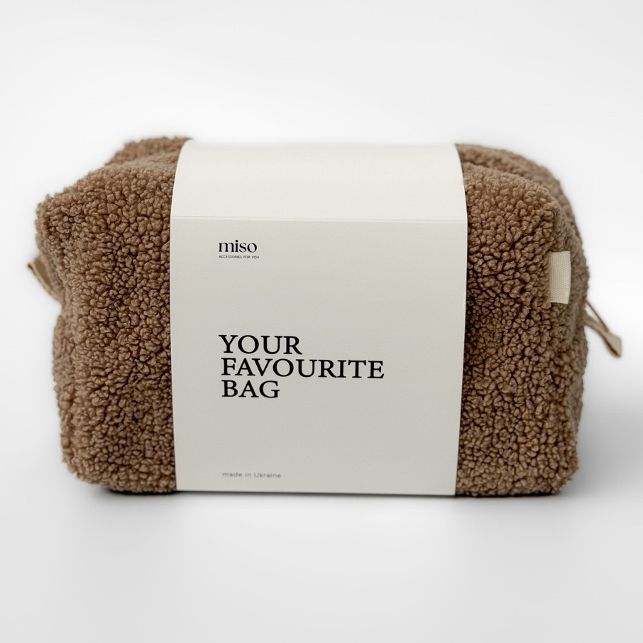 Косметичка Miso Teddy світло-коричнева середня квадрат