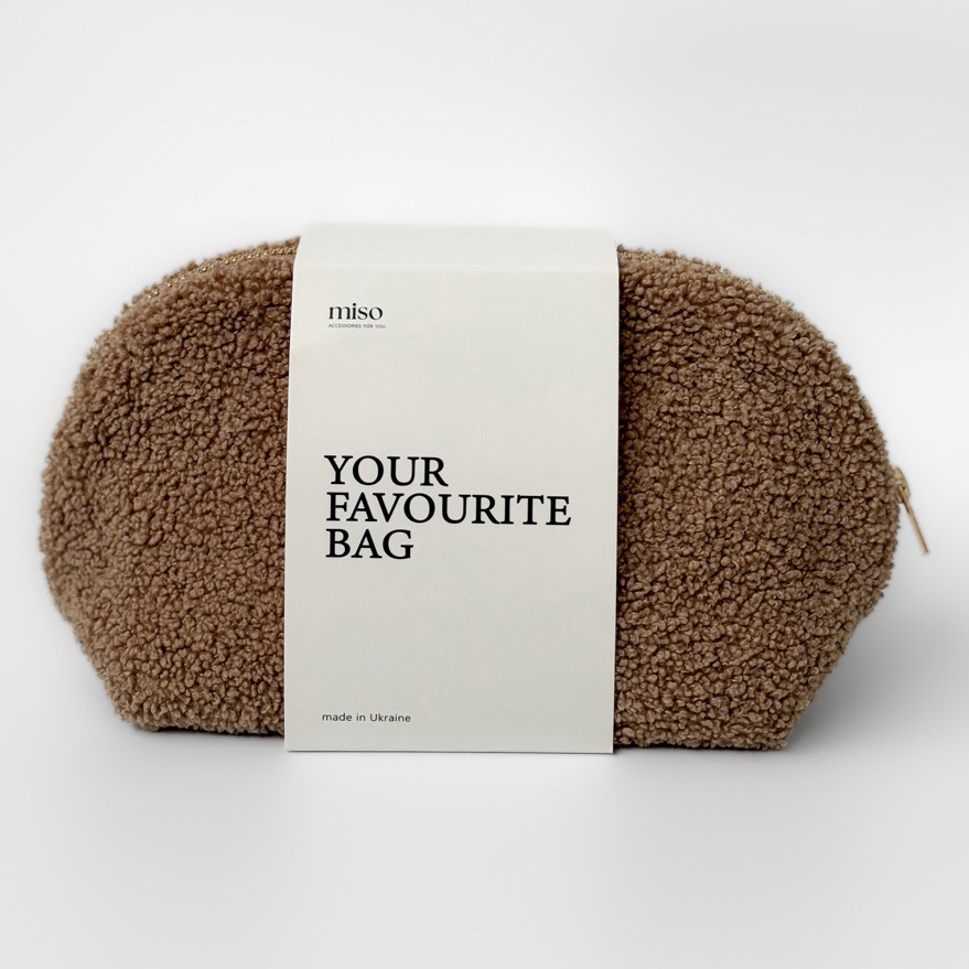 Косметичка Miso Teddy світло-коричнева середня трикутна