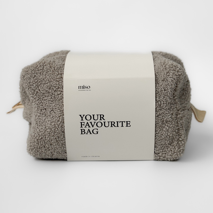 Косметичка Miso Teddy світло-сіра велика