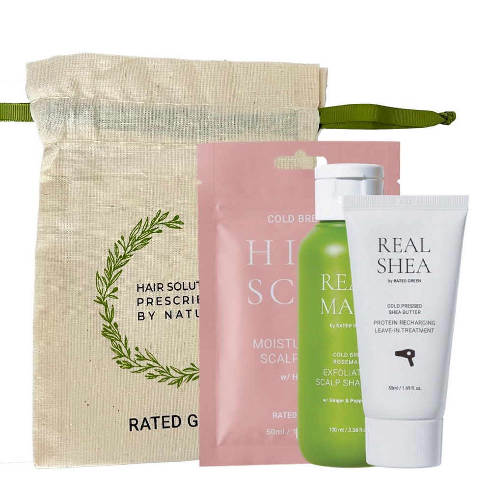Набір мініатюр з шампунем Rated Green Real Mary (шампунь Real Mary, маска саше Hibiskus, міні термокрем Real Shea)