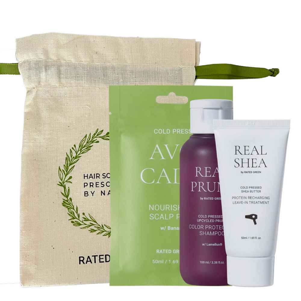Набір мініатюр з шампунем Rated Green Real Prune (шампунь Real Prune, маска саше Avocado, міні термокрем Real Shea)