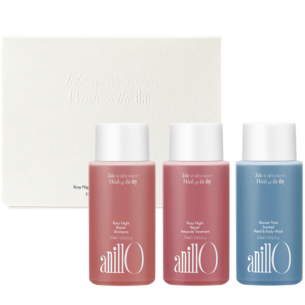 Набір для тіла anillO Rosy Night & Shower Time Travel Shower Kit 55 мл * 3 шт