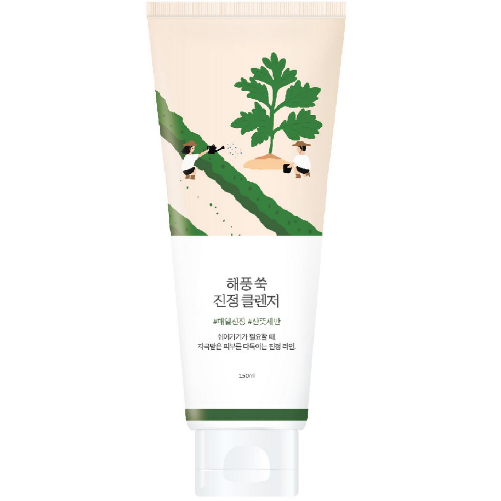 Заспокійлива очищуюча пінка з морським полином ROUND LAB Mugwort Calming Cleanser 150 ml