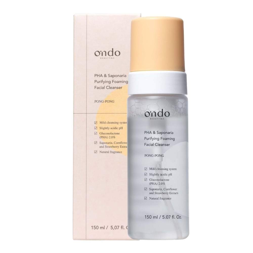 М’яка пінка для вмивання з глюконолактоновою кислотою та сапонарією Ondo Beauty 36.5 PHA & Saponaria Purifying Foaming Facial Cleanser 150 ml